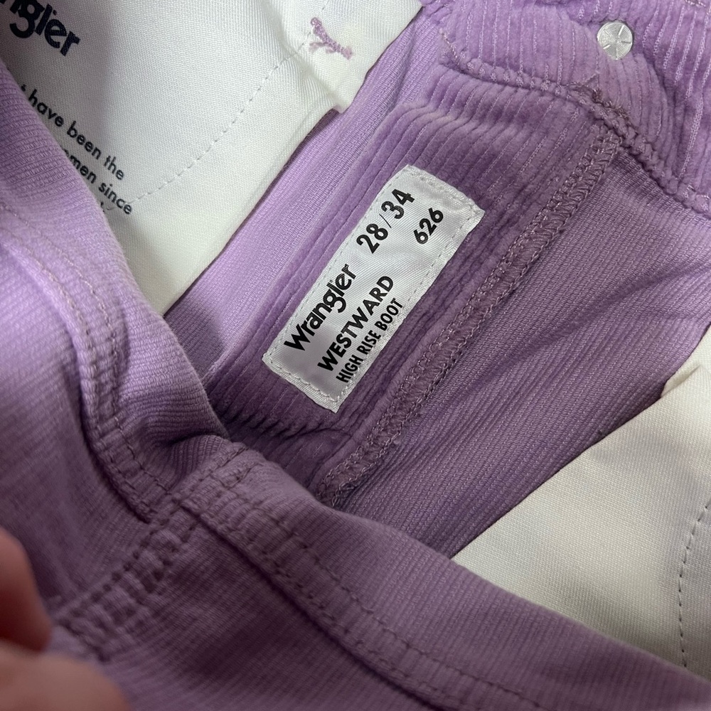 Wrangler Westward 626 high rise bootcut lilac purple corduroy pants boho cowgirl - Picture 13 of 14
